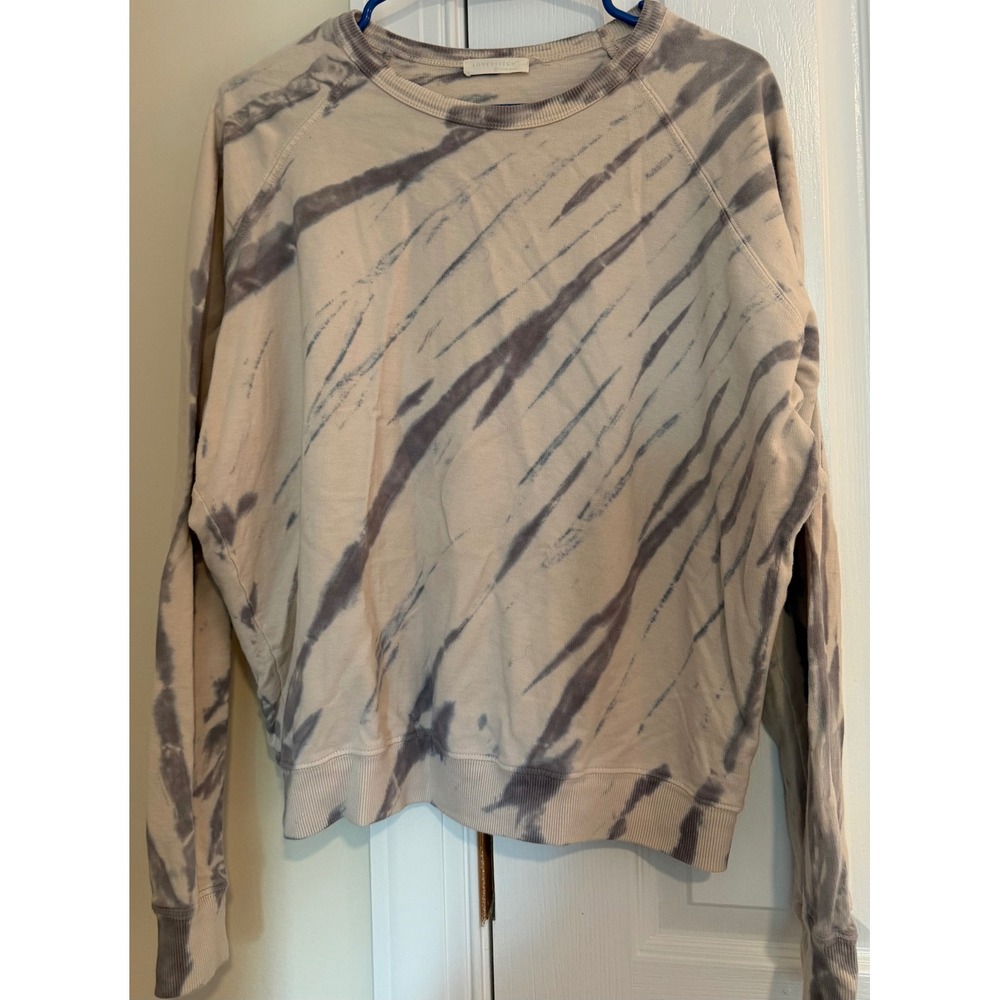 Lovestitch Womens Tie Dye Sweatshirt Grey Cream Raglan French Terry Pullover S